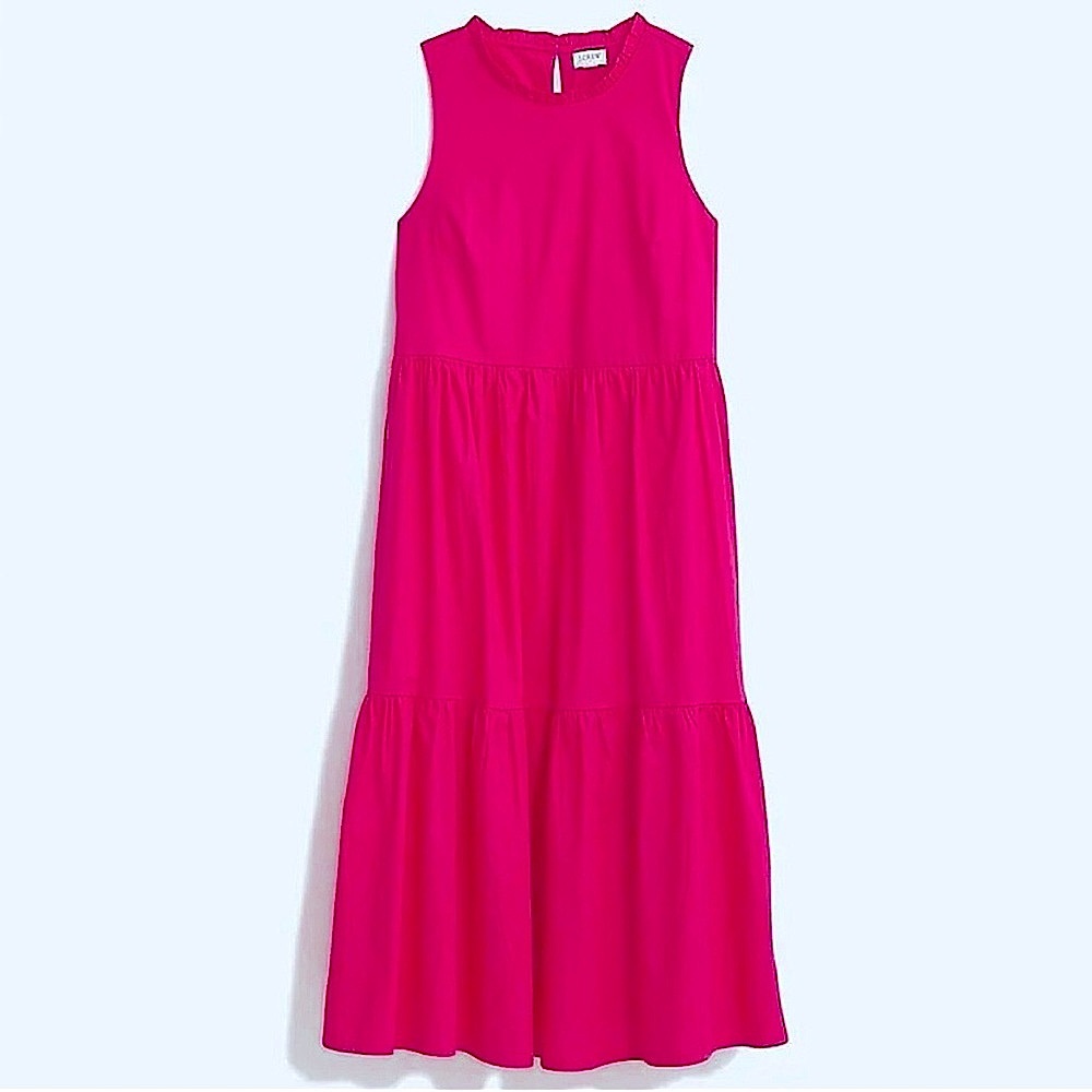 New J. CREW sleeveless tiered cotton blend midi dress